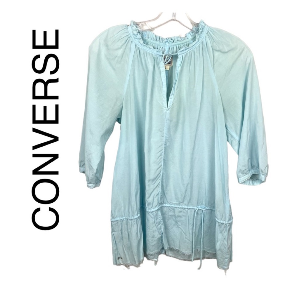 Converse 3/4 Sleeve Blouse Top with Distressed Stitching Size Small